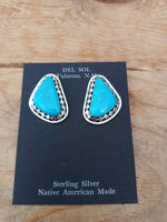 Turquoise and Sterling Silver Earrings by Sharon McCarthy; Navajo; ER13-1