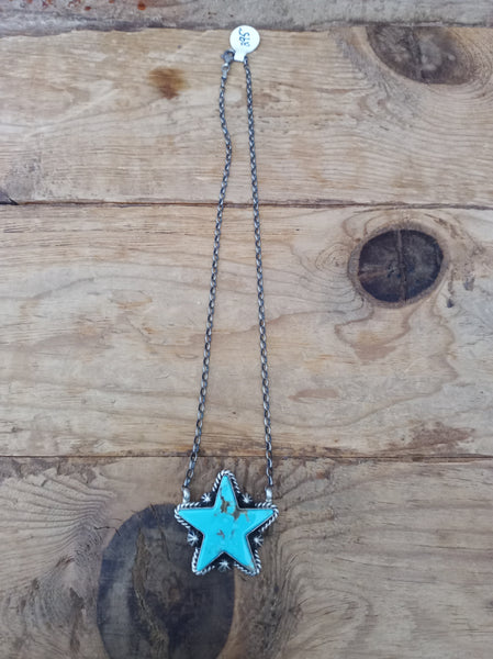 Just In; Turquoise and Sterling Silver Star Necklace; NKL4-1
