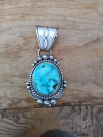 Just In; Turquoise and Sterling Silver Pendant by Navajo artist Tom Lewis; PDD2-9