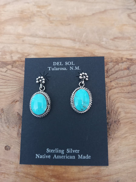 Turquoise and Sterling Silver Earrings by Sheena Jack; ER119-A