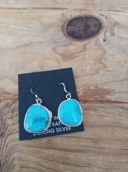 Turquoise and Sterling Silver Earrings by Sharon McCarthy; ERJA-1
