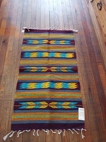Zapotec Handwoven Wool Rug; 22"x44"; Z125-10