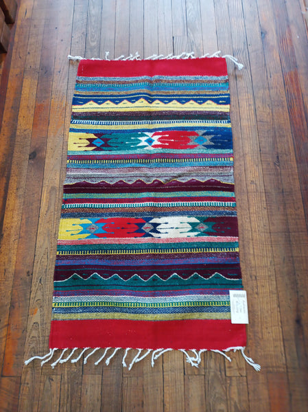 Zapotec Handwoven Wool Rug; 22"x44"; Z125-7
