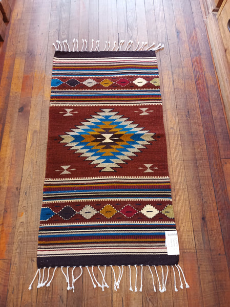 Zapotec Handwoven Wool Rug; 22"x44"; Z125-6
