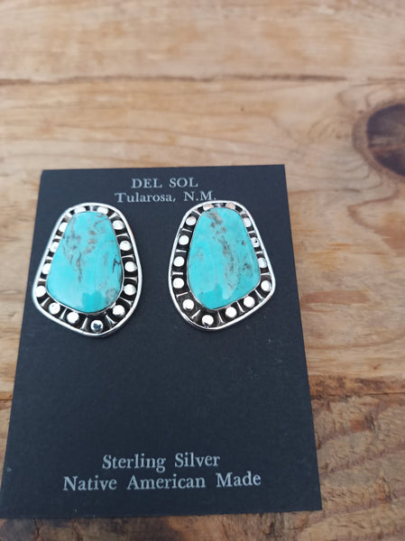 Turquoise and Sterling Silver Earrings by Sharon McCarthy; ER127-7