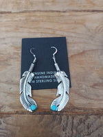 Turquoise and Sterling Silver Feather Earrings by Louise Joe.; ER127-5