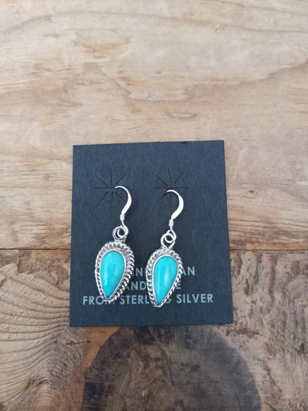 Turquoise and Sterling Silver Earrings by Adelarae Yazzie