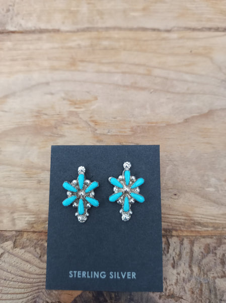 Zuni Turquoise and Sterling Silver Earrings; ER127-2