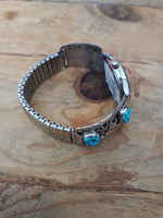 Handcrafted Authentic Navajo Sterling Silver and Turquoise Watchband