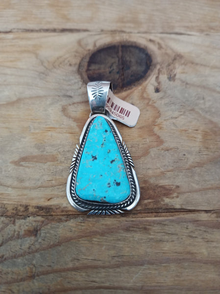 Turquoise Pendant in sterling silver, Native American handcrafted.