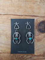 Navajo Sterling Silver Turquoise Earrings; ER-D15