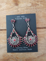Authentic Zuni Sterling Silver Coral Earrings