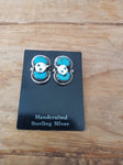 Native American Sterling Silver Turquoise Earrings; Gayle Cauavza