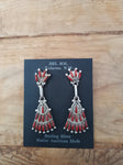 Zuni Sterling Silver Coral Earrings; ER-D16