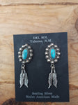 Authentic Navajo Sterling Silver Kingman Turquoise Earrings; ER10-C16