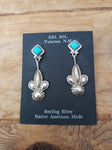 Authentic Navajo Sterling Silver Kingman Turquoise Earrings; ER10-C14