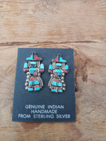 Zuni Sterling Silver Inlay Earrings; ER-C17