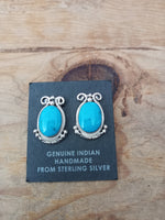 Sterling Silver and Turquoise Earrings; Navajo Made