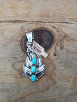 Navajo Leaf Pendant; Turquoise set in Sterling Silver
