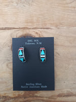 Zuni Inlay Half Hoop Earrings; ER16-05