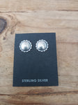 Navajo Handcrafted Sterling Silver Button Earrings; ER16-01