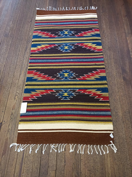 Zapotec Handwoven Wool Rug; 30"x60"; Z217-2