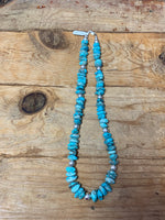 Nacozori Turquoise and Sterling Silver Necklace; 20” Long