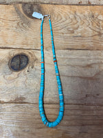 Kingman Turquoise and Spiny Oyster Necklace; 16” Long