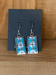 Zuni Handcrafted Mother of Pearl and Turquoise Inlay Earrings