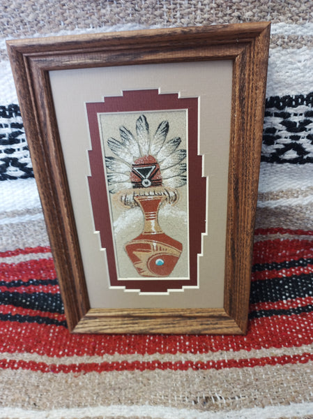 Navajo Sand Painting by Michael Watchman; 6"x9"; SP17-B
