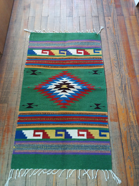 Zapotec Handwoven Wool Rug; 22"x44"; ZP4-16