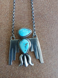 Authentic Turquoise and Sterling Silver Thunderbird Necklace; NK18-5