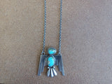 Authentic Turquoise and Sterling Silver Thunderbird Necklace; NK18-3