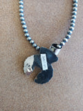 Authentic Navajo Pearl Necklace with Sterling Silver and Turquoise Naja Pendant; NK18-6