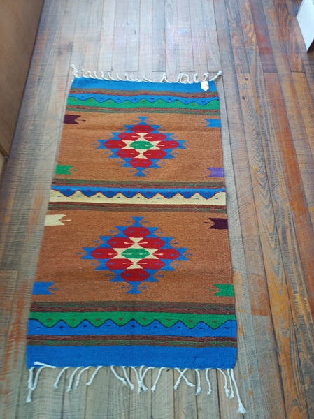 Zapotec Handwoven Wool Rug; 22"x44"; ZP4-12