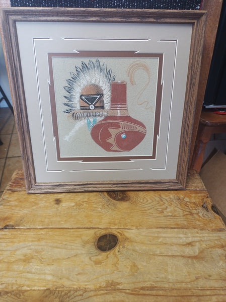 Navajo Sand Painting by Michael Watchman; 13"x13"; SP-9-6-E