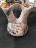 Authentic Navajo Horsehair Wedding Vase Pottery; 9" tall x 18" diameter; NP4-9