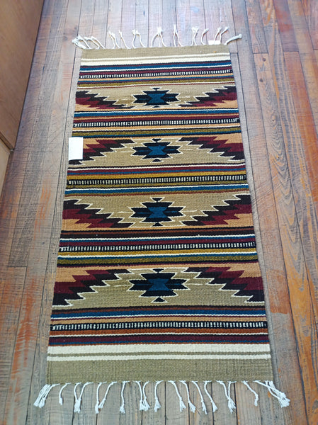 Zapotec Handwoven Wool Rug; 22"x44"; ZP4-4