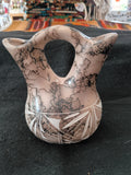 Authentic Navajo Horsehair Wedding Vase Pottery; 6" tall x 12.5" diameter; NP4-3