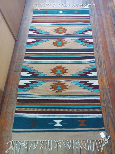 Zapotec Handwoven Wool Rug; 30"x60"; ZAP9-2-8