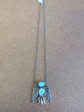 Authentic Turquoise and Sterling Silver Thunderbird Necklace; NK18-5