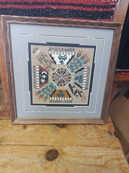 Navajo Sand Painting by Marlene Doby; 13"x13"; SP-9-6-A