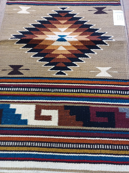 Zapotec Handwoven Wool Rug; 22"x44"; ZP4-1