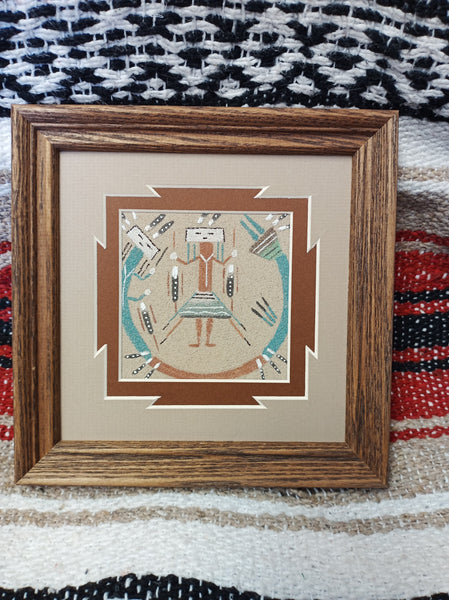 Navajo Sand Painting by Nephi Benally; 7"x7"; Sp911-4