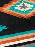Black Mitla Blanket; 5’x7’; Mitla-BK
