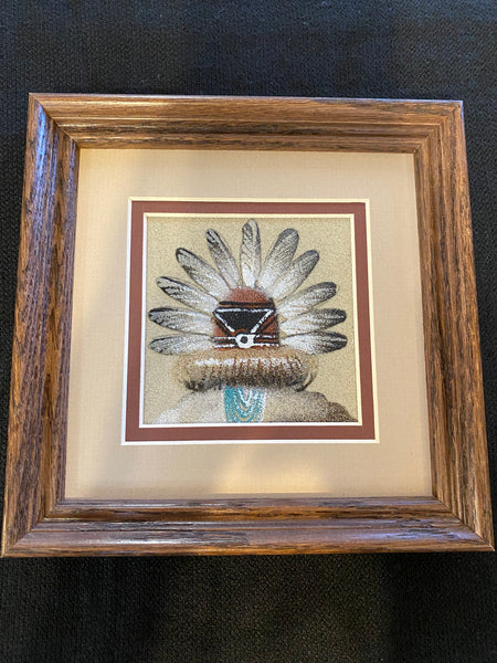 Authentic Navajo Sand Painting; 7” x 7”; Michael Watchman