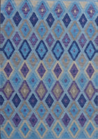 Blue on blue with light puple diamond design area rugs