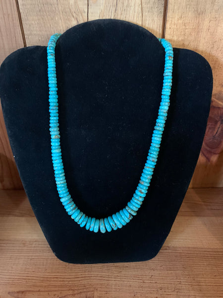 Turquoise Rondell Bead Necklace; 18”