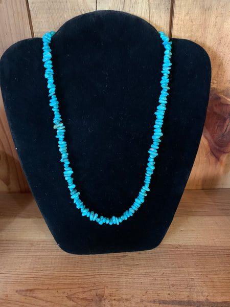 Genuine Turquoise Nugget Necklace; 18”
