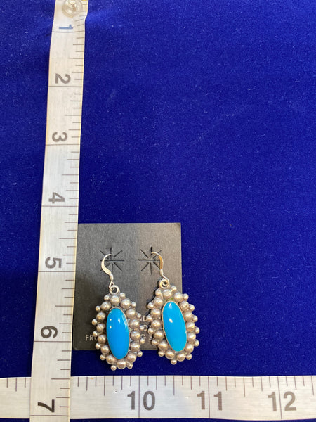 Native American Sterling Silver and Turquoise Earrings; ER-X1